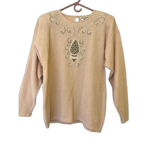 𝅺marissa Christina VTG classic beaded light peach M AS IS